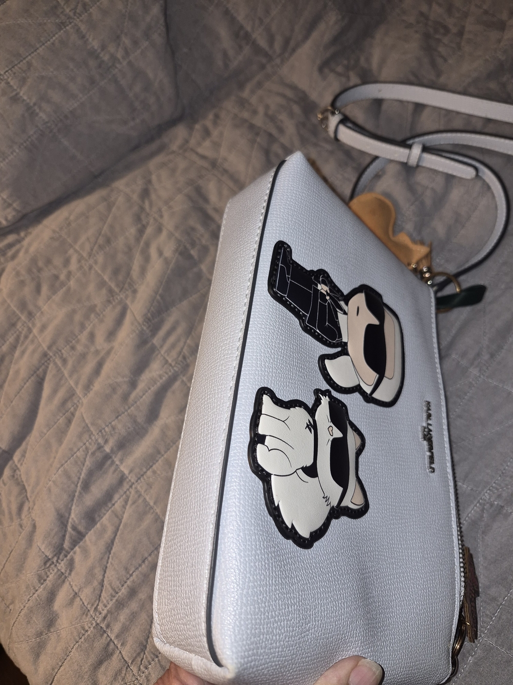 Karl Lagerfeld Light Blue Crossbody with Karl & Choupette Appliqués - Picture 3 of 6
